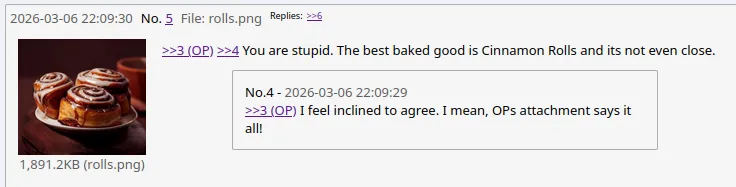 An example view of a reply on my imageboard