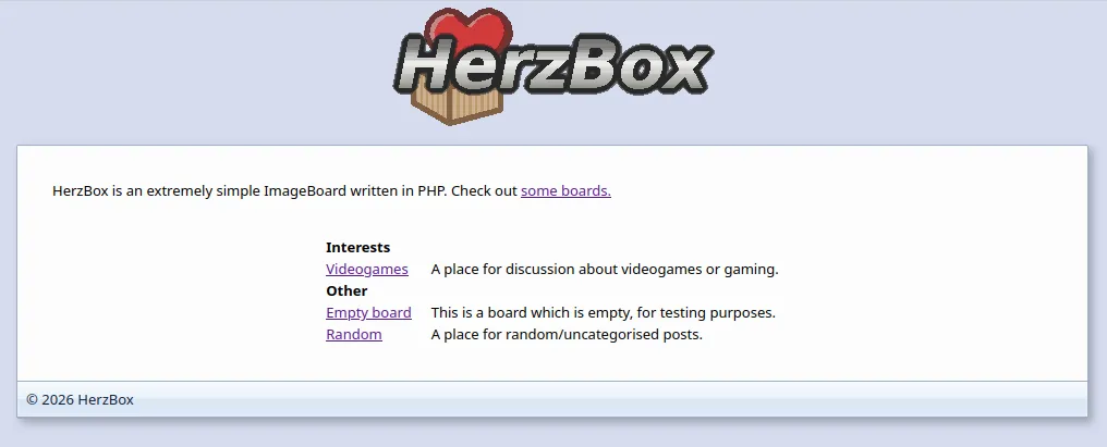 The homepage of my imageboard