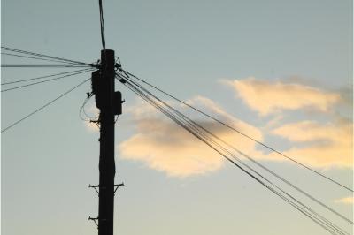 Telephone pole in Gilwern, Monmouthshire.
